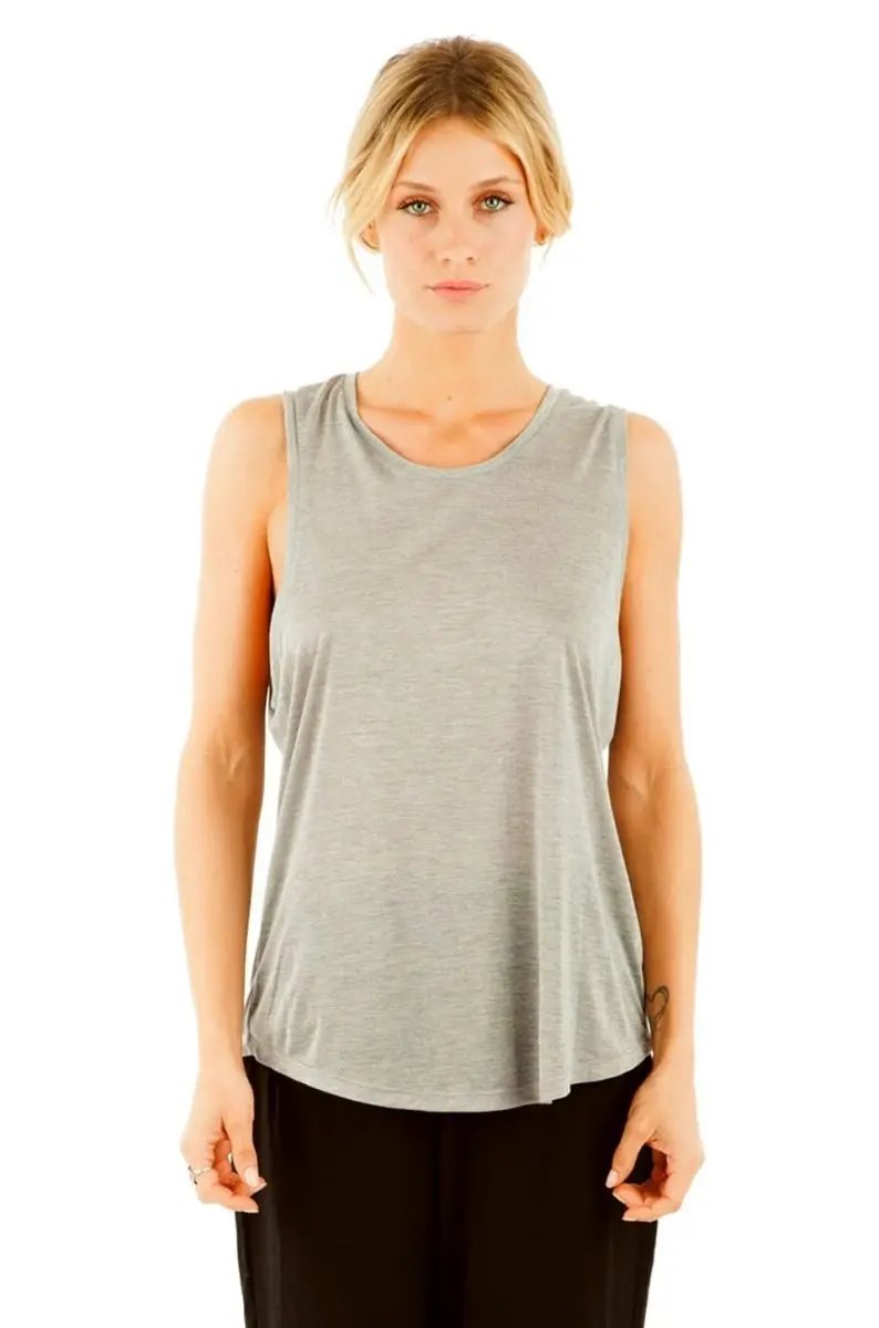 Flynn Tank Soft Boyfriend Top in Heather Grey - Love Salve